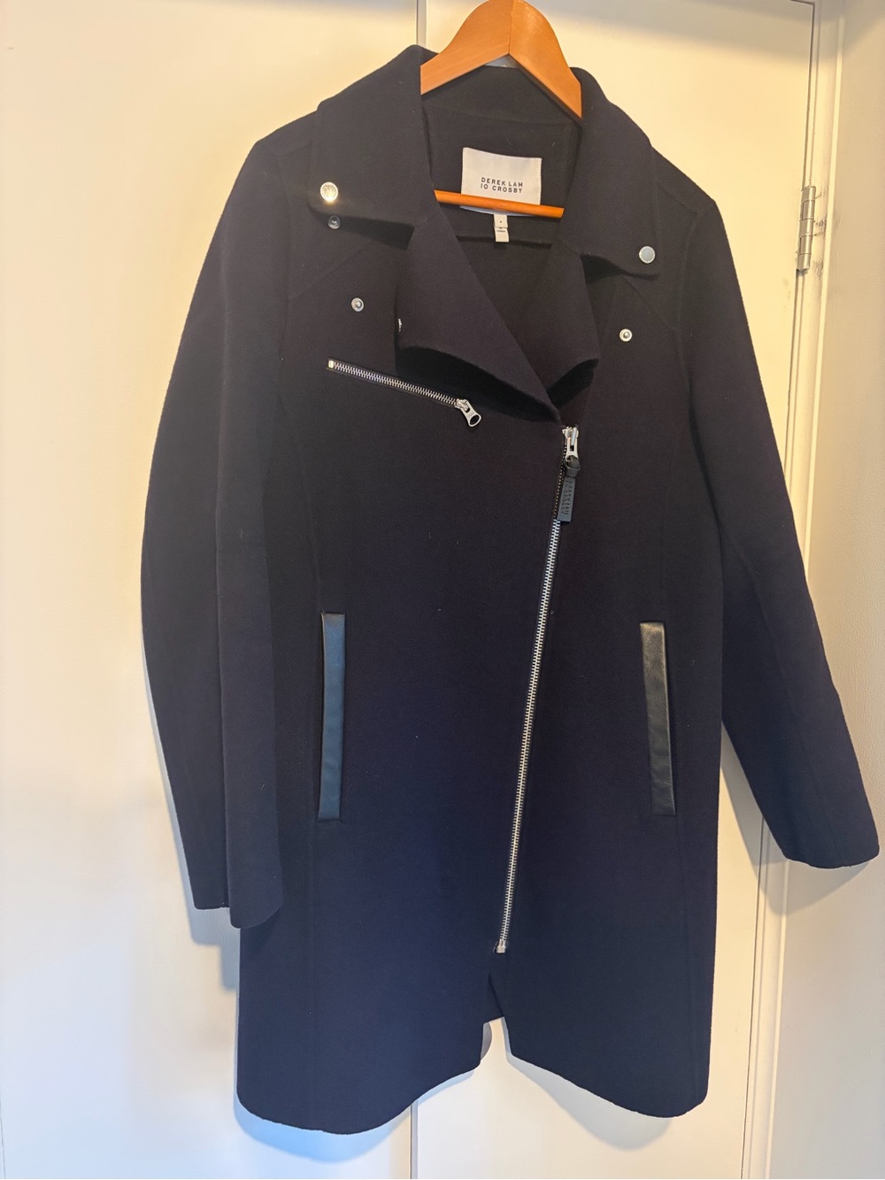 Derek Lam 10 Crosby Wool Moto Pea Coat